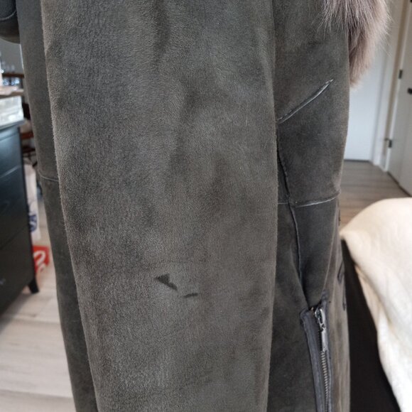 Belle Fare Burnaby Green Toscana Shearling Hooded Coat Sz S - Picture 4 of 16